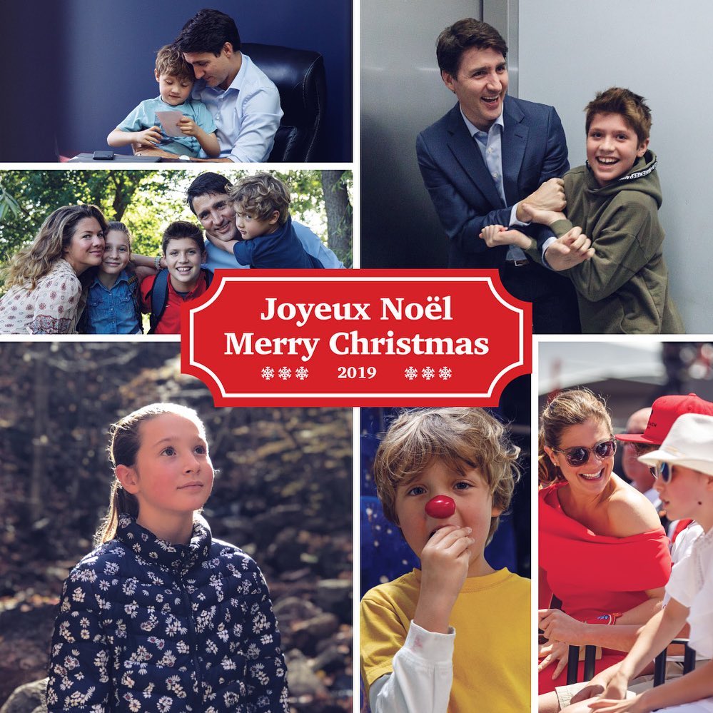 Justin Trudeau on Instagram: “Merry Christmas! Xavier, Ella-Grace, Hadrien, Sophie and I wish you a wonderful holiday full of joy, health, love, and peace. 