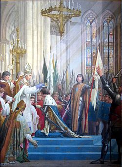 1429年7月17日のランスにて、シャルル7世の戴冠式が執り行われる