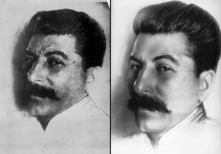 修正前（左）と修正後のヨシフ・スターリン