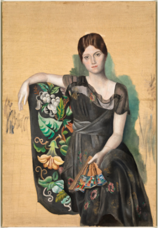 1918年に描いた「ソファに座るオルガの肖像」